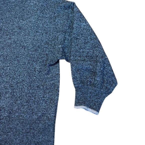 Gap Fine Merino Wool Blend Cropped Sweater 3/4 Sleeves Black White Marbled Sz S - Picture 2 of 7